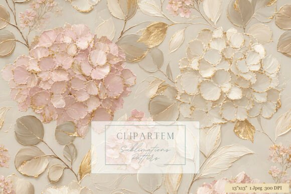 Download Blush Gold Hydrangea Floral Pattern - Floral pattern Collection